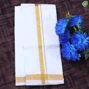 Pure White Gold Zari 40 Kuligai 8 Muzham Pure Silk Dhothi Pattu Vesti