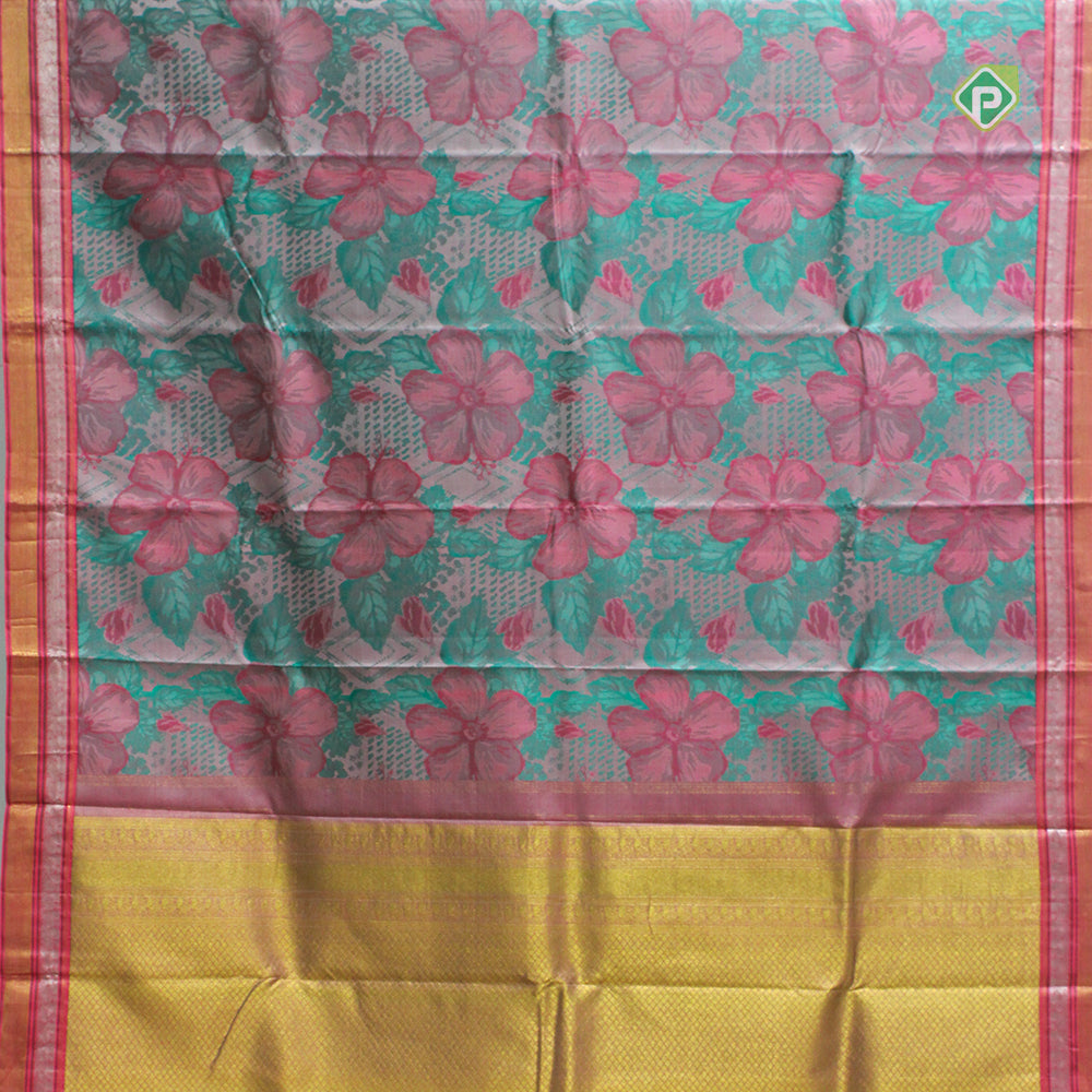 Rose Pink Silk Thread Lines Bavanji Border Trendy Designer Silk Saree