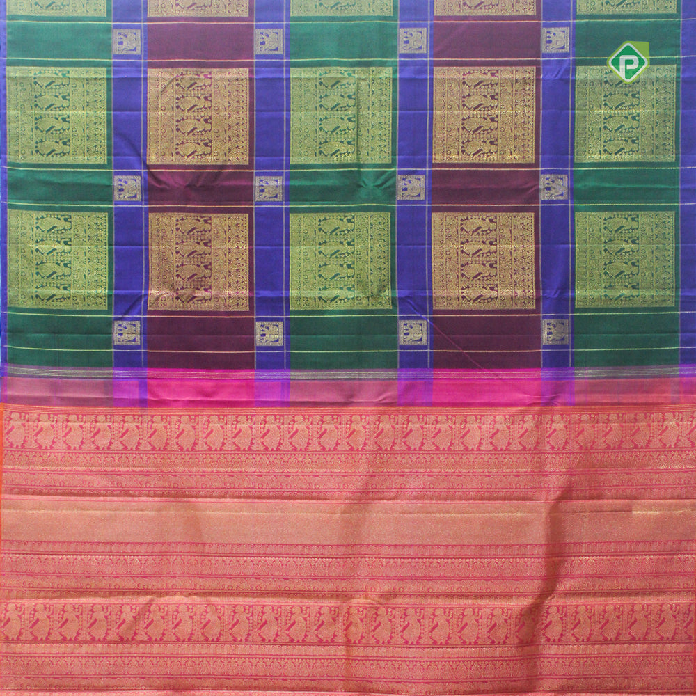 Tricolor Doll Butta Motifs Without Border Trendy Designer Silk Saree