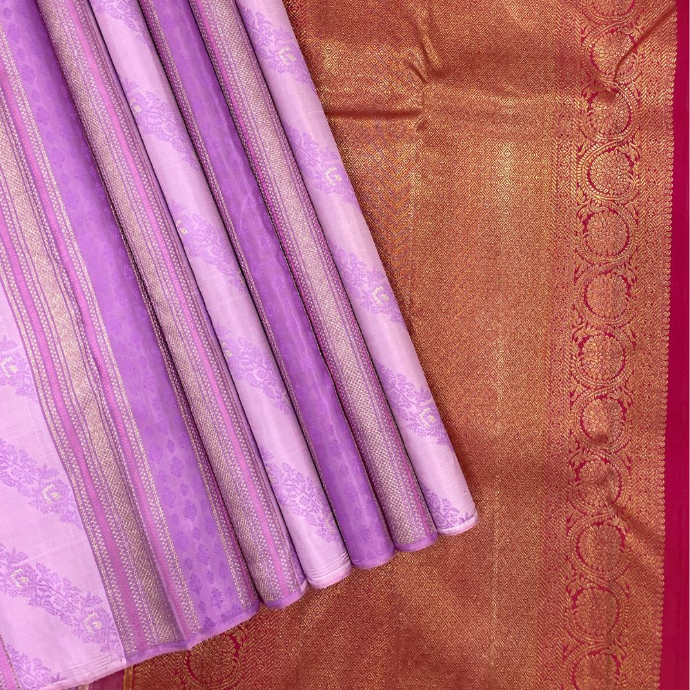 Lavender With Silver Zari Borderless Trendy Designer Silk Saree