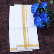 Pure White Gold Zari 60 Kuligai 8 Muzham Pure Silk Dhothi Pattu Vesti