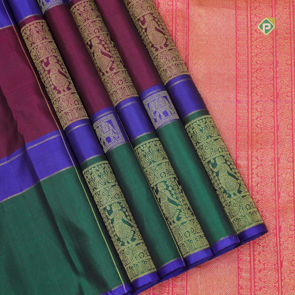 Tricolor Doll Butta Motifs Without Border Trendy Designer Silk Saree