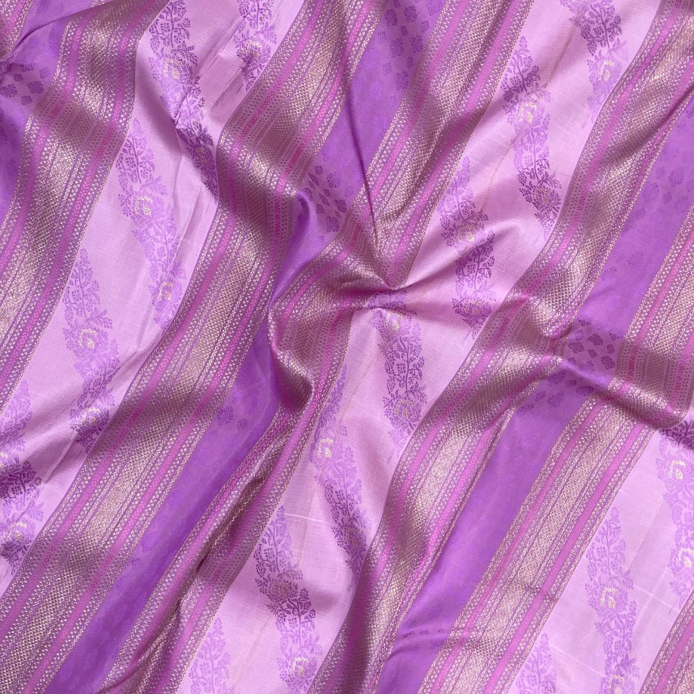 Lavender With Silver Zari Borderless Trendy Designer Silk Saree