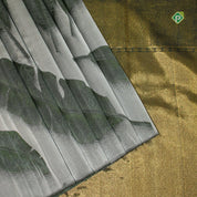 Silver Grey Leaf Green Feather Leaf Design Borderless Trendy Designer Silk Saree