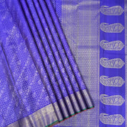 Indigo Blue With Mayilkan Design Border Grand Bridal Silk Saree