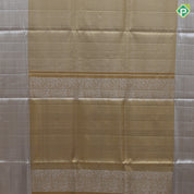 gold base zari by zari tissue plain shimmer design contrast silver zari plain shimmer border Grand bridal tissue silk saree