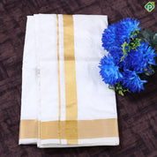 Cream White Gold Zari Border 120 Kuligai Pure Silk 10*6 Dhoti Vesti