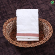 Cream White Copper zari 40 Kan 8'*4' Pure Silk Dhoti Towel Pattu Vesti Thundu Set