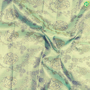 Cardamon Green With Gold Zari Weaved Floral And Royal Blue Grand Silk Saree