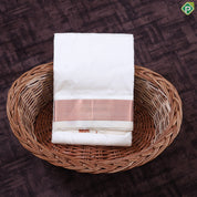 Cream White Copper zari 80 Kan 8'*4' Pure Silk Dhoti Towel Pattu Vesti Thundu Set