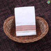 Cream White gold zari 80 Kan 8'*4' Pure Silk Dhoti Towel Pattu Vesti Thundu Set