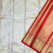 Gold With Silver Zari Horse Round Design Gold Zari Diamond Design Butta Border Exclusive Bridal Silk Saree