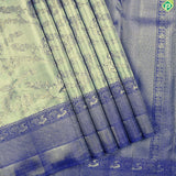Cardamon Green With Gold Zari Weaved Floral And Royal Blue Grand Silk Saree