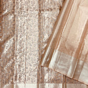 Peach Colour With Neem Zari And Silver Zari Bavanji Border Bridal Tissue Silk Saree