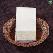 Creamy Sandal Gold Zari Elephant butta contrast red edge border Border 2 in 1 Vesti Dhoti Set