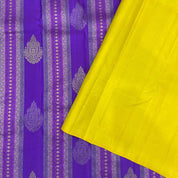 Purple Blue With Lotus Thilagam Butta Lines Borderless Trendy Designer Silk Saree