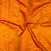 Fanta Orange Gold Zari And Purple Thread Lines Edge Border Traditional Silk Saree