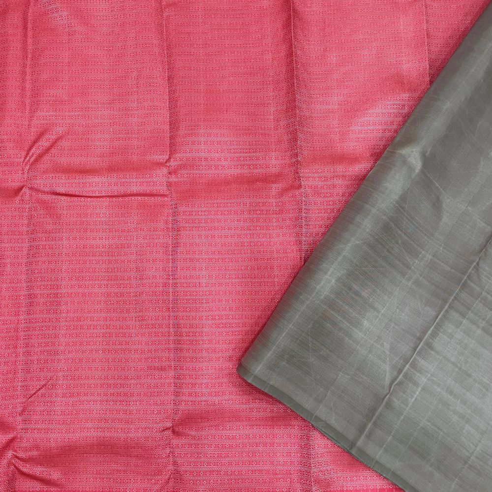 Bubblegum Pink Self Colour With Silver Zari Big Flower Padded Border Trendy Designer Silk Saree