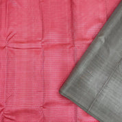 Bubblegum Pink Self Colour With Silver Zari Big Flower Padded Border Trendy Designer Silk Saree