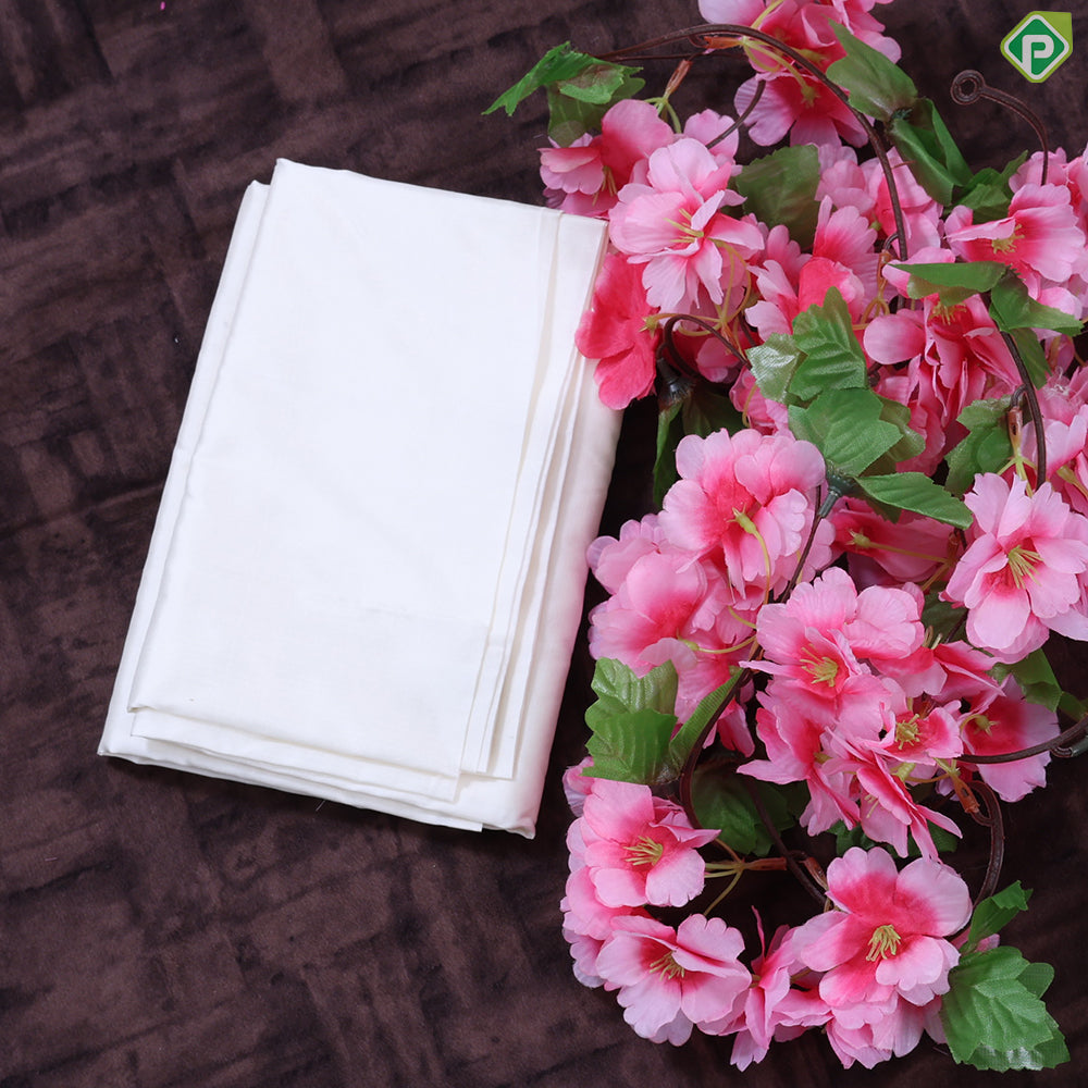 Cream White Pure Silk Shirt Material