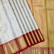 Gold With Silver Zari Horse Round Design Gold Zari Diamond Design Butta Border Exclusive Bridal Silk Saree