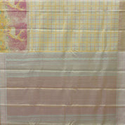 Golden yellow Multi color silk thread checks tropical effect border trendy tissue contemporary silk saree