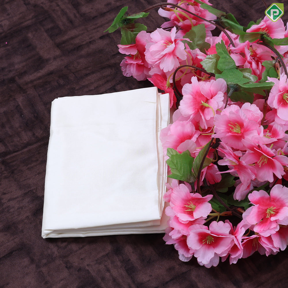 Cream White Pure Silk Shirt Material Full