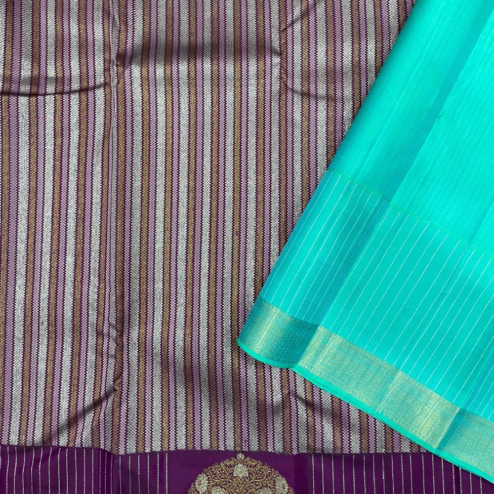 Purple With Silver Gold Zari Tree Butta Design Trendy Designer Silk Saree