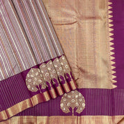 Purple With Silver Gold Zari Tree Butta Design Trendy Designer Silk Saree