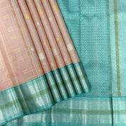 Peach Pink With Silver And Gold Zari Border Bridal Silk Saree