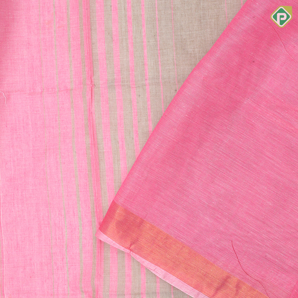 Pastel colors with pastel color lines design self gold zari border soft cotton saree