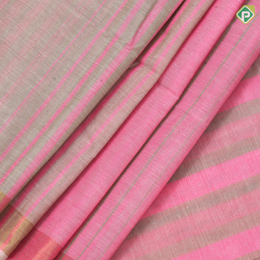 Pastel colors with pastel color lines design self gold zari border soft cotton saree