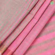 Pastel colors with pastel color lines design self gold zari border soft cotton saree