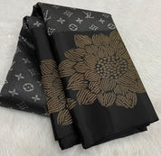 Onion Pink Silver Zari Louie Viton Signature Edition Silk Saree