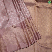 Onion Pink Silver Zari Louie Viton Signature Edition Silk Saree