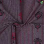 Neutral color Fancy flowers and thread lines contrast dark border soft cotton saree