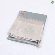 Sandal Colour With Multi Colour Flowers Printed Design Semi tusser Fancy Saree
