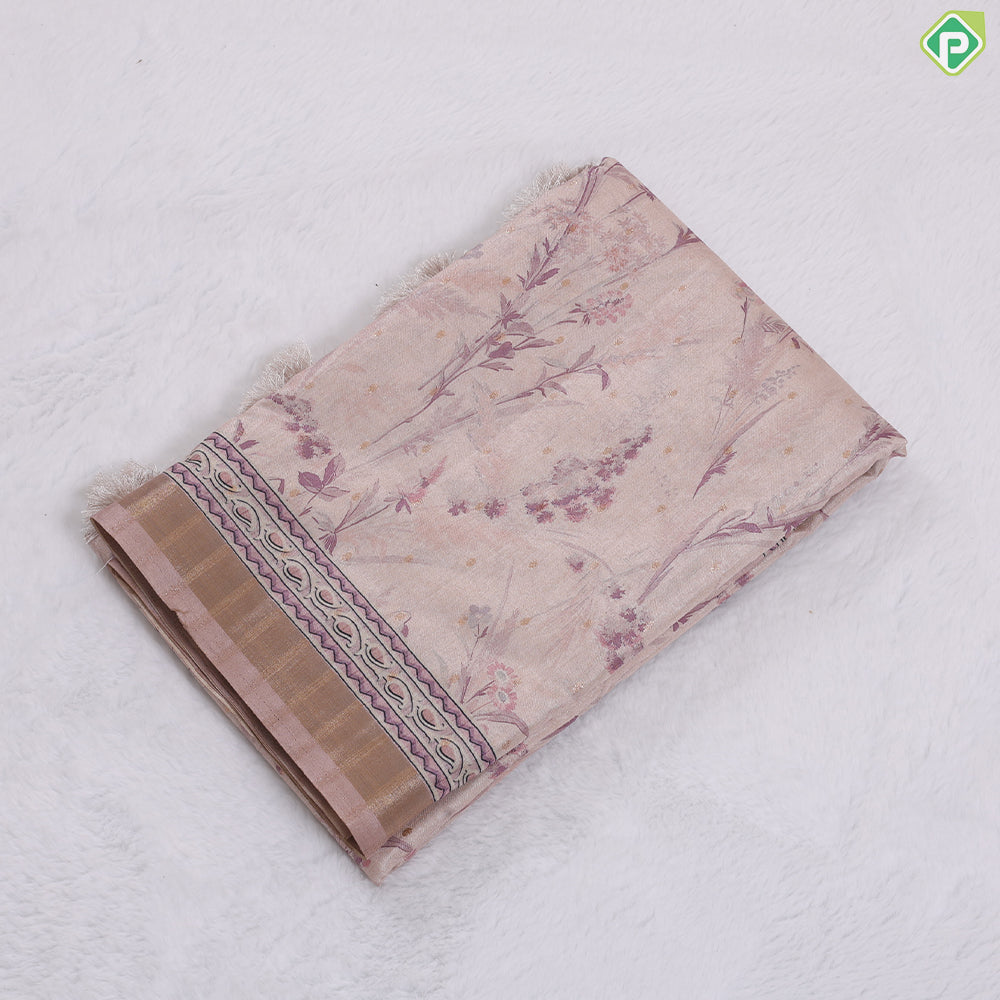 Eliche Green with Plant leaves zari dots fancy cotton saree