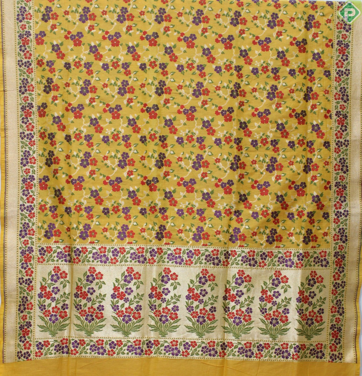 Corn Yellow Colour Jamdhani Work Trendy Banaras Silks Saree