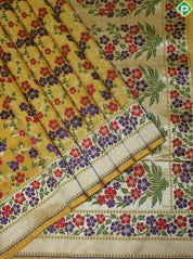 Corn Yellow Colour Jamdhani Work Trendy Banaras Silks Saree