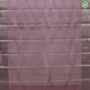 Pastel pink silver zari grand floral creeper design self silver zari diamond border tissue silk saree