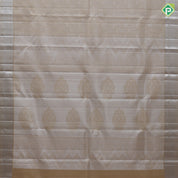 Sandal silver zari fancy gradient design self silver zari bavanji border trendy designer silk saree