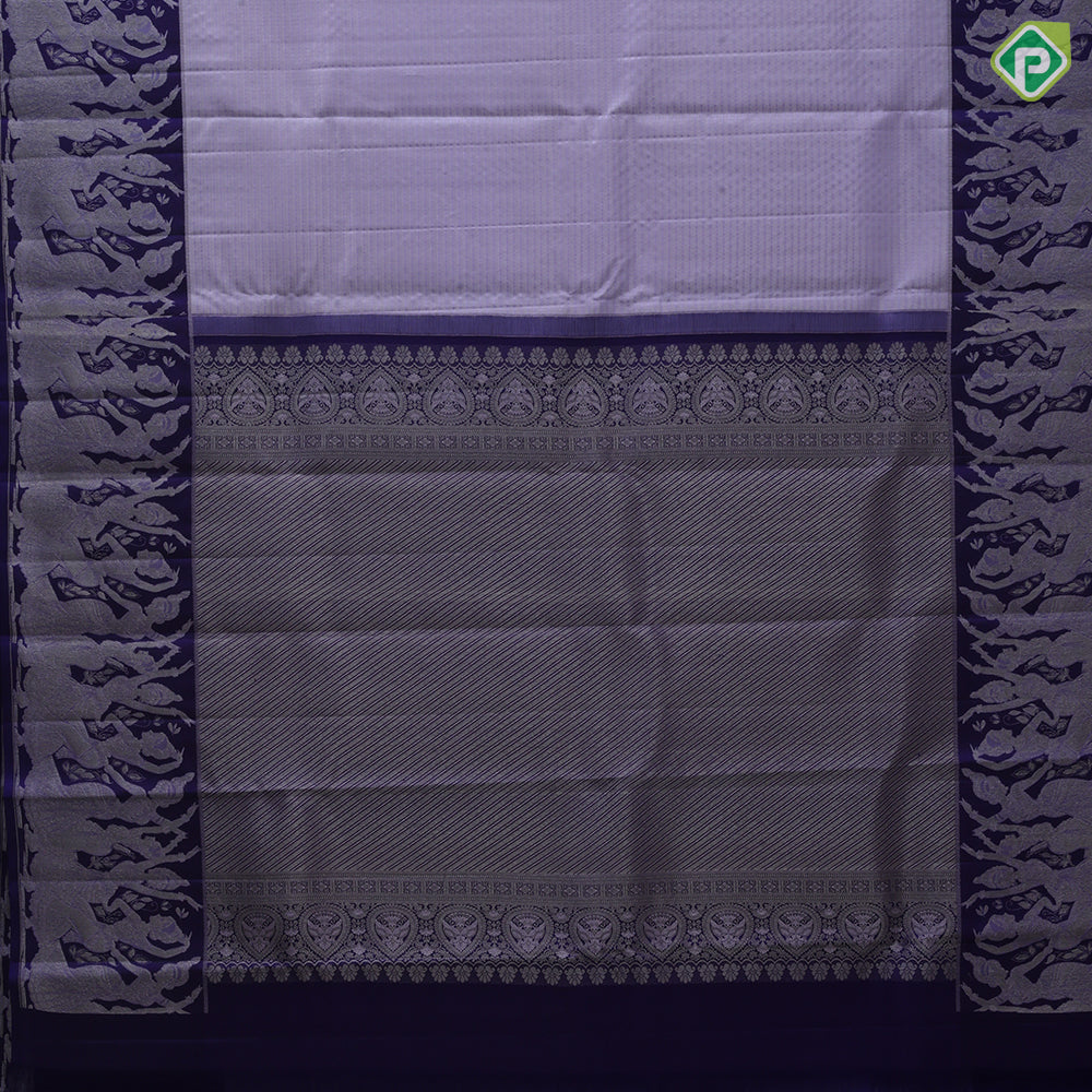Lavender gold zari checked window panel contrast bule and gold Bharatanatyam butta traditional silk saree