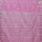 Pastel pink silver zari fancy tree design self silver zari bavanji border bridal silk saree