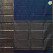 Peacock blue small butta dual tone design self gold zari high border traditional silk saree