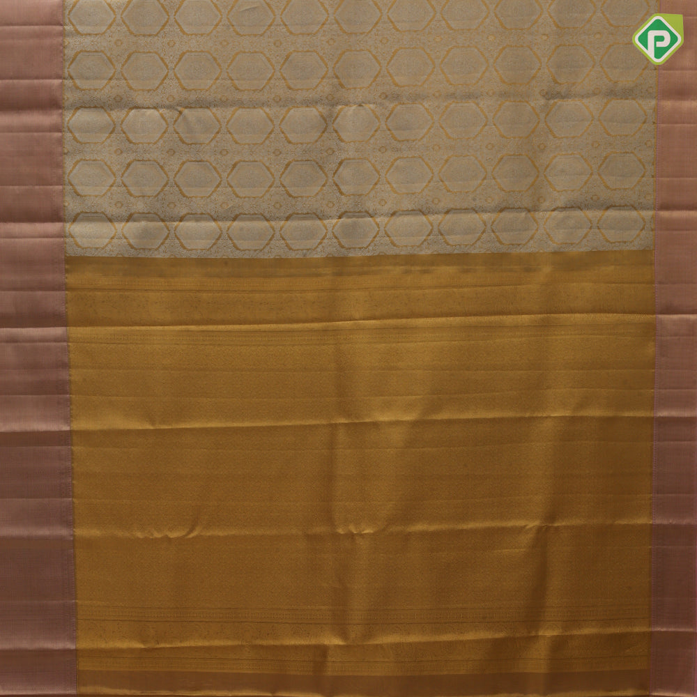 Gold Zari tissue silver zari grand floral design onion gold zari zig zag border grand tissue silk saree