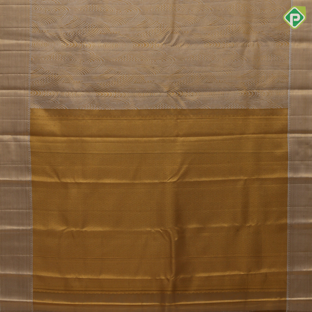 Gold zari silver tissue fancy arch design cream gold zari diamond butta border grand tissue silk saree