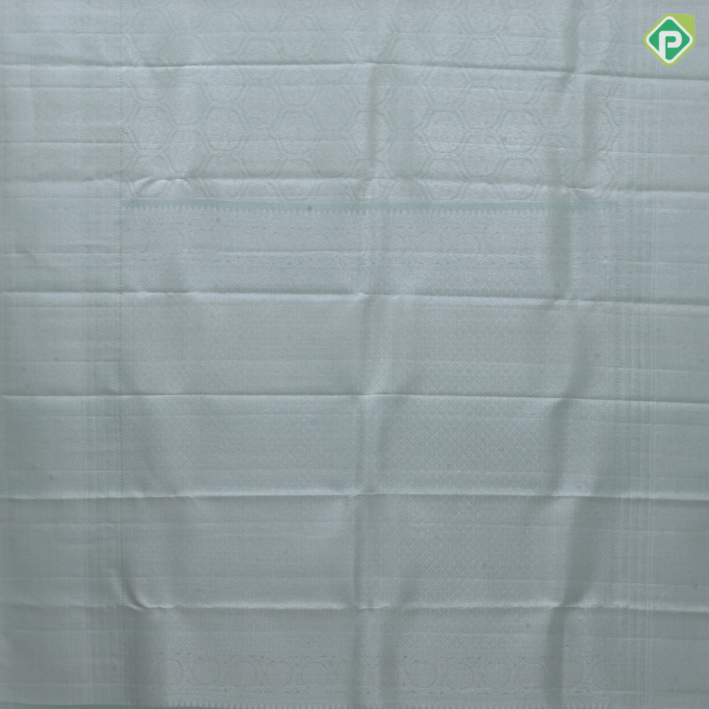 pista gold zari grand floral design self silver zari multi design lines border kanchi kora silk saree