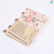 Apple Green With Multi Colour Flower bunch Printed design Fancy cotton saree