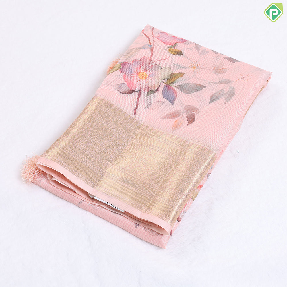 Apple Green With Multi Colour Flower bunch Printed design Fancy cotton saree